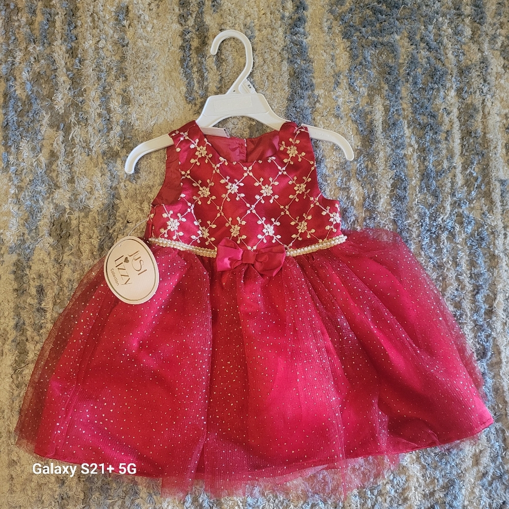 Just Lizzy NEW 24mo. Red Tulle Dress with Floral Embroidery